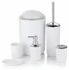 6-TLG Badset Badezimmer Zubehör Set Organizer: (Weiß Design Produktbild-Vorschau 1