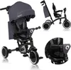 A collage of images showing a gray Lionelo Tris Plus tricycle from different angles, including close-ups of its features. Anteprima dell’immagine prodotto