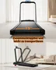 A split image showing a treadmill in two states: unfolded and folded. Produktbild-Vorschau