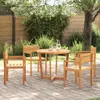 A wooden garden table and chairs set on a paved patio, surrounded by greenery. Anteprima dell’immagine prodotto