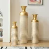 Metallische vloervazen set, 3 formaten, goud met wit Productafbeelding-voorbeeld 3