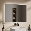 A modern bathroom vanity with a lit mirror and sink. Produktbild-Vorschau