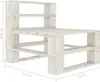 A white wooden pallet sofa with dimensions indicated. Náhľad obrázku produktu