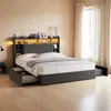 Lit 140x200 avec rangement, design moderne, éclairage LED, Voir les images du produit 1