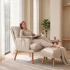 Relaxsessel mit Hocker Verstellbare Rückenlehne Weiß für Produktbild-Vorschau 3