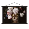 MuchoWow® Textilposter Katze - Blumen - Kunst 90x60 cm mit Produktbild-Vorschau 1