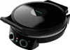 A black electric pizza oven and grill is shown from a slightly elevated front-side angle against a white background. Voir les images du produit