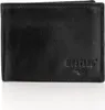 A black leather wallet is shown on a white background. Produktbild-Vorschau