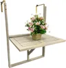A light gray wooden balcony table with a basket of pink and white flowers. Produktbild-Vorschau