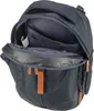 An open navy blue backpack with brown accents. Náhľad obrázku produktu
