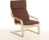 A brown upholstered rocking chair with a light wood frame, shown against a white background. Produktbild-Vorschau