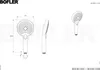 Technical drawing of a shower head with dimensions and connection details. Produktbild-Vorschau