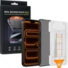 A product shot of a phone screen protector kit, including the packaging, the screen protector, and an installation guide. Anteprima dell’immagine prodotto