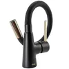 A black kitchen faucet with gold accents against a white background. Produktbild-Vorschau