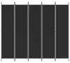 vidaXL Paravento a 5 pannelli Nero 250x220 cm in tessuto Anteprima dell’immagine prodotto 3