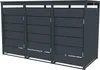 A dark gray, three-door trash bin enclosure is shown against a white background. Produktbild-Vorschau
