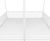 A close-up view of a white metal bed frame with a canopy structure. Produktbild-Vorschau