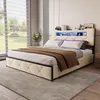 Letto matrimoniale 160 x 200 cm con LED e USB, imbottito Anteprima dell’immagine prodotto 3