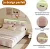 A bedroom scene featuring a bed with decorative elements and close-up shots of its features. Produktbild-Vorschau