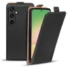 A black flip case for a smartphone is shown from a slightly elevated angle, with the front cover open. Podgląd zdjęcia produktu