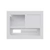 A white, modern-looking storage unit with shelves and a sliding door, presented against a white background. Produktbild-Vorschau