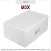 A white styrofoam cooler box is shown from a slightly elevated front-left angle on a white background. Produktbild-Vorschau