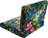 A close-up view of a seat cushion and backrest for a chair, featuring a vibrant tropical floral pattern on a black background. Náhled obrázku produktu