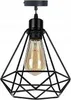 A black diamond-shaped pendant light fixture with a vintage-style Edison bulb. Náhľad obrázku produktu