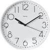 A white analog wall clock with black numbers and hands. Anteprima dell’immagine prodotto
