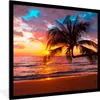MuchoWow® Gerahmtes Poster Palme - Sonnenuntergang - Strand Produktbild-Vorschau 1