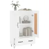 A white highboard with its door open, displaying shelves and drawers, against a white background. Voir les images du produit