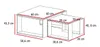 A line drawing diagram of two nesting coffee tables with dimensions indicated. Podgląd zdjęcia produktu