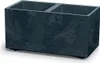 A dark gray, rectangular planter with a textured, stone-like finish and two compartments sits on a white background. Podgląd zdjęcia produktu