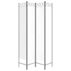 A white four-panel room divider with a black metal frame, shown against a white background. Podgląd zdjęcia produktu