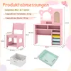 Product dimensions and specifications for a children's vanity set. Voir les images du produit