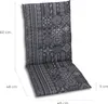A chair cushion with a patterned design is shown against a white background, with dimensions indicated by lines and text. Produktbild-Vorschau