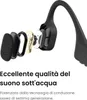 Exploded view of a black bone conduction headphone with text describing its features. Náhľad obrázku produktu