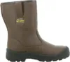 A brown work boot with a black sole against a white background. Produktbild-Vorschau