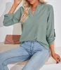 ASKSA Damen Bluse V-Ausschnitt Einfarbig Oberteile Elegant Produktbild-Vorschau 4