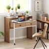 A desk with a laptop, plants, and books in a room with a window. Produktbild-Vorschau