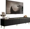 TV-Schrank CELINE 200 cm schwarz matt auf gerade goldenen Produktbild-Vorschau 1