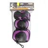 A set of protective pads for rollerblading or skateboarding, packaged in a mesh bag with a cardboard header. Produktbild-Vorschau