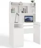 Port Left Desk with Overhang White Matte Drawer Shelves for Voir les images du produit 8