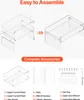 An illustration showing the assembly steps and included accessories for a clear acrylic table. Anteprima dell’immagine prodotto