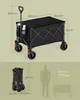 Diagrams and measurements of a foldable hand trolley, with a silhouette of a person for scale. Produktbild-Vorschau