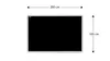 A black magnetic whiteboard with a silver aluminum frame, shown from a top-down perspective with dimensions indicated. Produktbild-Vorschau