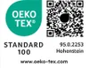 A certification logo with a QR code and text. Produktbild-Vorschau