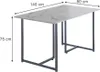 A rectangular dining table with a marble-patterned top and dark gray metal legs, shown from a slightly elevated angle against a white background. Dimensions are indicated with arrows and text. Anteprima dell’immagine prodotto