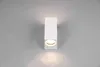 A white rectangular wall light fixture is mounted on a light gray wall. Produktbild-Vorschau