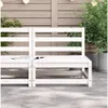 A white wooden outdoor sofa on a tiled patio with plants in the background. Náhľad obrázku produktu